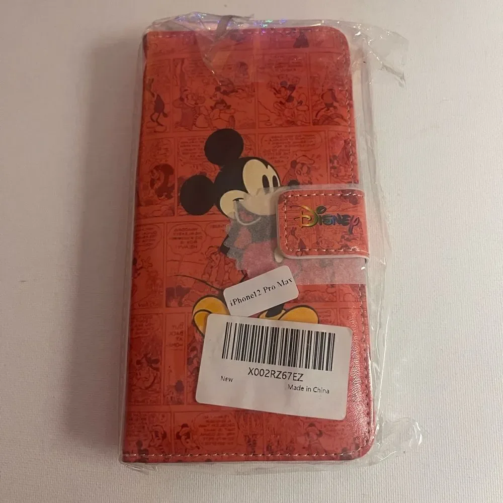 Disney Mickey Mouse IPhone 12 Pro Max Red Phone Case PU Leather NWT